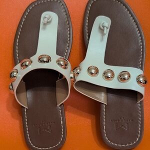 Marc Fisher Cream and Brown Sandals with Silver Accents